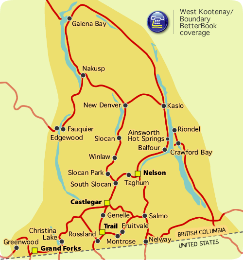 Map of the West Kootenay/Boundry BetterBook coverage