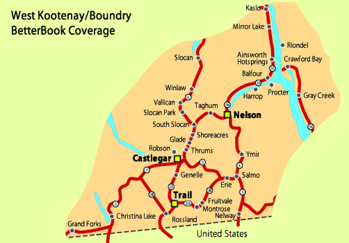 West Kootenay BetterBook Koocanusa Regional Map 